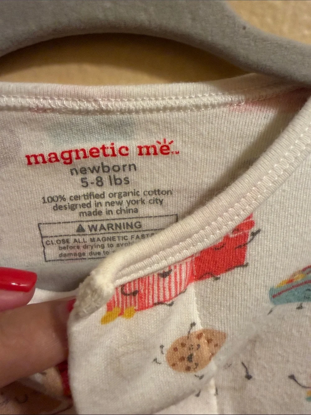 Magnetic Me Cream Footed One-Piece with Colorful Breakfast Characters